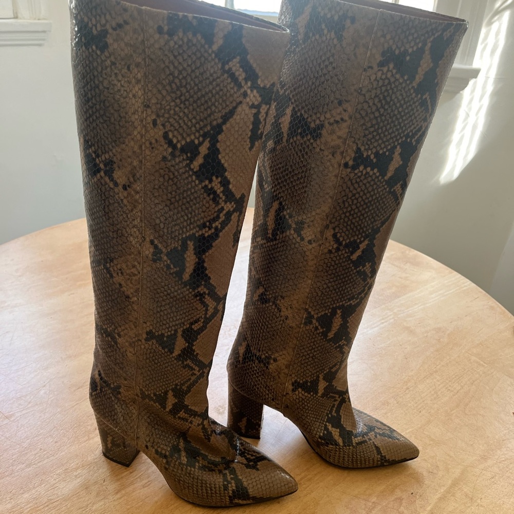 Paris Texas Snakeskin-effect Leather Knee-High Boots